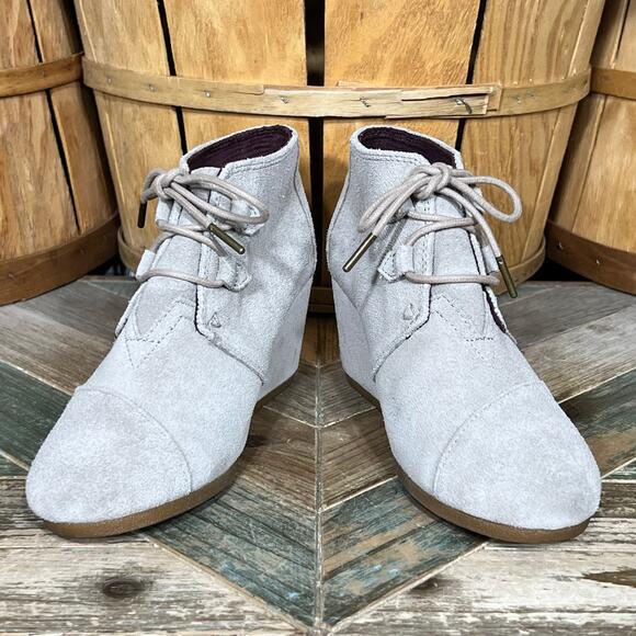 Toms Kala Wedge Tan Suede Desert Lace-Up Ankle Boots Booties Womens Size 8.5 - Picture 7 of 11